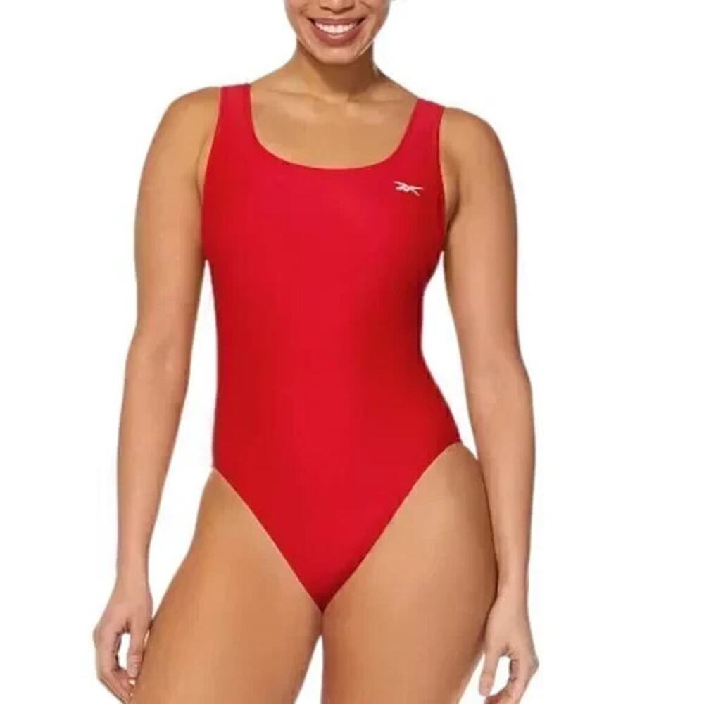 Reebok Women's Scoop-Neck Athletic One-Piece Swimsuit - Red, Large, NWT
